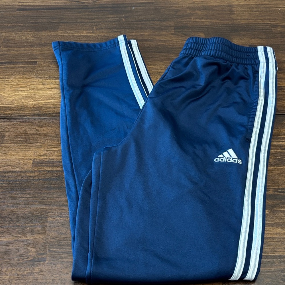 Adidas Kids Dark Blue Joggers with White Stripes